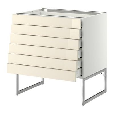 МЕТОД / МАКСИМЕРА Напольн шкаф 6фронт пнл/6 низ ящ - 80x60x60 см, Рингульт глянцевый кремовый, белый МЕТОД / МАКСИМЕРА Напольн шкаф 6фронт пнл/6 низ ящ - 80x60x60 см, Рингульт глянцевый кремовый, белый