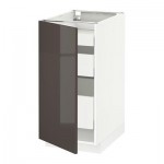 МЕТОД / МАКСИМЕРА Напольный шкаф с 1двр/3ящ - 40x60 см, Рингульт глянцевый серый, белый МЕТОД / МАКСИМЕРА Напольный шкаф с 1двр/3ящ - 40x60 см, Рингульт глянцевый серый, белый