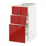 МЕТОД / МАКСИМЕРА Напольный шкаф с 3 ящиками - 40x60 см, Рингульт глянцевый красный, белый МЕТОД / МАКСИМЕРА Напольный шкаф с 3 ящиками - 40x60 см, Рингульт глянцевый красный, белый