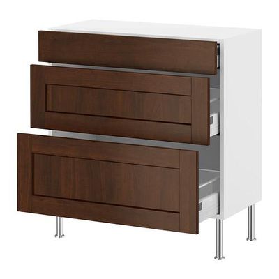 ФАКТУМ Напольный шкаф с 3 ящиками - Роккхаммар коричневый, 40x37 см ФАКТУМ Напольный шкаф с 3 ящиками - Роккхаммар коричневый, 40x37 см