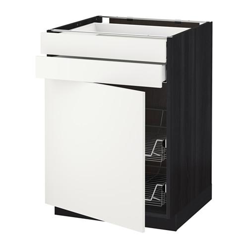 МЕТОД / МАКСИМЕРА Напольн шкаф/дверца/2ящ/првл крзн - под дерево черный, Хэггеби белый, 60x60 см