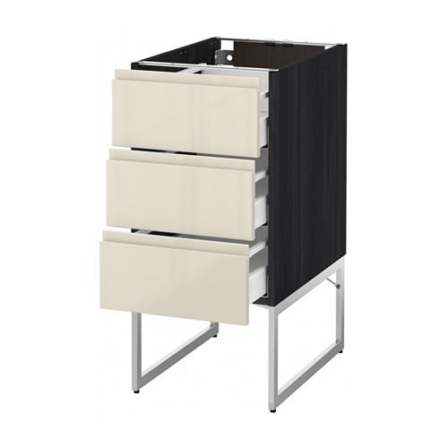 МЕТОД / МАКСИМЕРА Нплн шк 3 фрнт/3 средн ящика - под дерево черный, Воксторп глянцевый светло-бежевый, 40x60x60 см МЕТОД / МАКСИМЕРА Нплн шк 3 фрнт/3 средн ящика - под дерево черный, Воксторп глянцевый светло-бежевый, 40x60x60 см