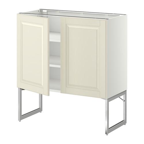 МЕТОД Напол шкаф с полками/2двери - белый, Будбин белый с оттенком, 80x37x60 см