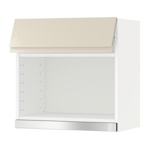 МЕТОД Навесной шкаф для СВЧ-печи - белый, Воксторп глянцевый светло-бежевый, 60x60 см