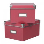КАССЕТ Коробка с крышкой - темно-розовый, 21x26x15 см