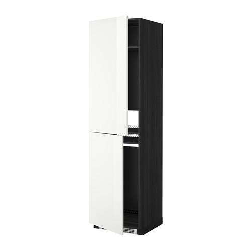 МЕТОД Высок шкаф д холодильн/мороз - под дерево черный, Рингульт глянцевый белый, 60x60x220 см