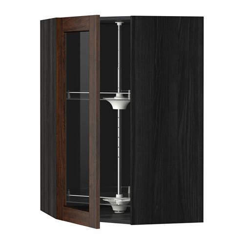 МЕТОД Углов навесн шк с врщ скц/сткл дв - под дерево черный, Эдсерум под дерево коричневый, 68x100 см МЕТОД Углов навесн шк с врщ скц/сткл дв - под дерево черный, Эдсерум под дерево коричневый, 68x100 см