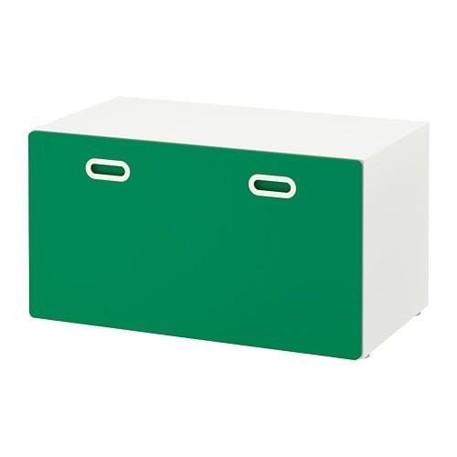 СТУВА / ФРИТИДС Скамья с отделением для игрушек - белый/зеленый