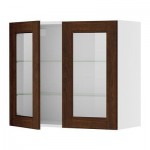 ФАКТУМ Навесной шкаф с 2 стеклянн дверями - Роккхаммар коричневый, 80x92 см