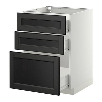 МЕТОД / ФОРВАРА Напольный шкаф с 3 ящиками - 60x60 см, Лаксарби черно-коричневый, белый МЕТОД / ФОРВАРА Напольный шкаф с 3 ящиками - 60x60 см, Лаксарби черно-коричневый, белый