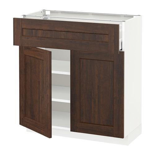 МЕТОД / МАКСИМЕРА Напольный шкаф+ящик/2дверцы - белый, Эдсерум под дерево коричневый, 80x37 см МЕТОД / МАКСИМЕРА Напольный шкаф+ящик/2дверцы - белый, Эдсерум под дерево коричневый, 80x37 см