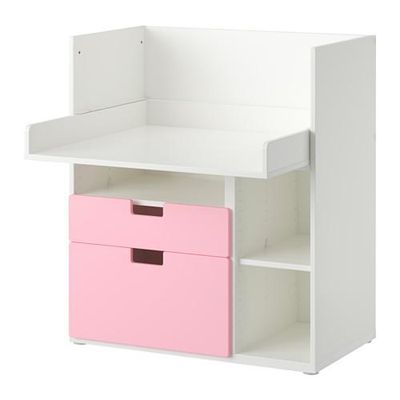 СТУВА Столик д/игр с 2 ящиками - белый/розовый