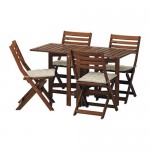 ÄPPLARÖ стол+4 складных стула, д/сада коричневая морилка/Холло бежевый