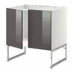 МЕТОД Напольн шкаф д раковины+2 двери - Рингульт глянцевый серый, МЕТОД Напольн шкаф д раковины+2 двери - Рингульт глянцевый серый,