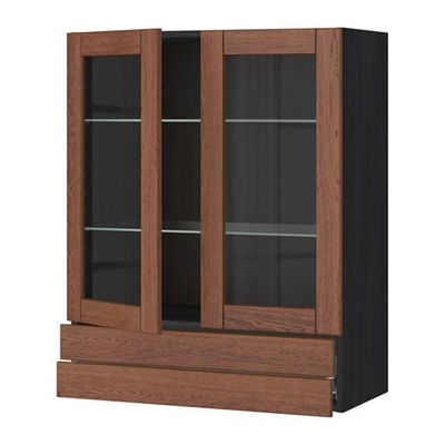 МЕТОД / ФОРВАРА Навесной шкаф/2 стек дв/2 ящика - 80x100 см, Филипстад коричневый, под дерево черный МЕТОД / ФОРВАРА Навесной шкаф/2 стек дв/2 ящика - 80x100 см, Филипстад коричневый, под дерево черный