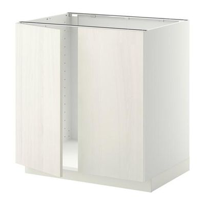 МЕТОД Напольн шкаф д раковины+2 двери - Росдаль белый ясень, белый МЕТОД Напольн шкаф д раковины+2 двери - Росдаль белый ясень, белый