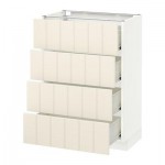 МЕТОД / ФОРВАРА Напольн шкаф 4 фронт панели/4 ящика - 60x37 см, Хитарп белый с оттенком, белый