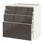 МЕТОД / МАКСИМЕРА Напольн шкаф 4 фронт панели/4 ящика - 80x60 см, Рингульт глянцевый серый, белый МЕТОД / МАКСИМЕРА Напольн шкаф 4 фронт панели/4 ящика - 80x60 см, Рингульт глянцевый серый, белый