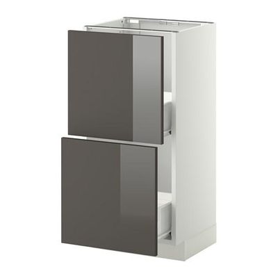 МЕТОД / ФОРВАРА Напольный шкаф с 2 ящиками - 40x37 см, Рингульт глянцевый серый, белый МЕТОД / ФОРВАРА Напольный шкаф с 2 ящиками - 40x37 см, Рингульт глянцевый серый, белый