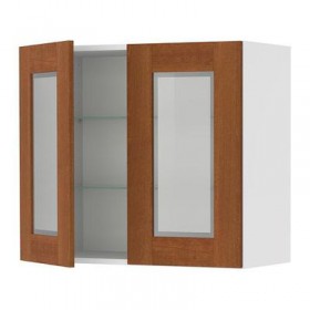 ФАКТУМ Навесной шкаф с 2 стеклянн дверями - Эдель классический коричневый, 60x70 см