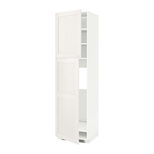 METOD высокий шкаф д/холодильника/2дверцы белый/Сэведаль белый 60x60x220 см
