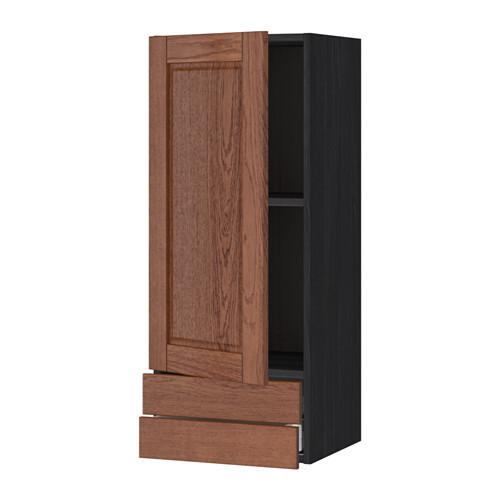 МЕТОД / МАКСИМЕРА Навесной шкаф с дверцей/2 ящика - под дерево черный, Филипстад коричневый, 40x100 см