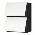 METOD навесной шкаф/2 дверцы, горизонтал черный/Воксторп белый 60x80 см
