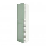 МЕТОД / ФОРВАРА Высокий шкаф/2дверцы/4ящика - белый, Калларп глянцевый светло-зеленый, 60x60x240 см