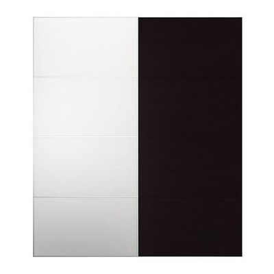 ПАКС МАЛЬМ Пара раздвижных дверей - черно-коричневый/зеркальное стекло, 200x236 см