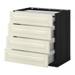 МЕТОД / ФОРВАРА Напольн шкаф/4фронт пнл/4ящика - 80x60 см, Будбин белый с оттенком, под дерево черный МЕТОД / ФОРВАРА Напольн шкаф/4фронт пнл/4ящика - 80x60 см, Будбин белый с оттенком, под дерево черный