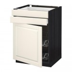 МЕТОД / МАКСИМЕРА Напольн шкаф/дверца/2ящ/првл крзн - под дерево черный, Будбин белый с оттенком, 60x60 см