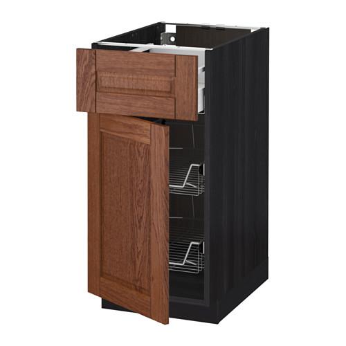 МЕТОД / МАКСИМЕРА Напольн шкаф с пров корз/ящ/дверью - под дерево черный, Филипстад коричневый, 40x60 см