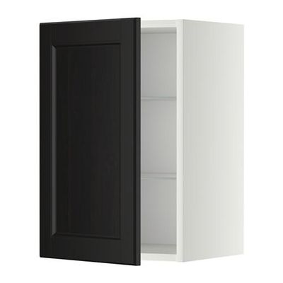 МЕТОД Навесной шкаф с полками/стекл дв - 40x60 см, Лаксарби черно-коричневый, белый МЕТОД Навесной шкаф с полками/стекл дв - 40x60 см, Лаксарби черно-коричневый, белый
