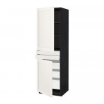 МЕТОД / МАКСИМЕРА Высок шкаф+полки/5ящк/2дверцы/2фрнт - под дерево черный, Сэведаль белый, 60x60x200 см МЕТОД / МАКСИМЕРА Высок шкаф+полки/5ящк/2дверцы/2фрнт - под дерево черный, Сэведаль белый, 60x60x200 см