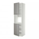 МЕТОД Высок шкаф д/духовки/2дверцы/полки - белый, Будбин серый, 60x60x220 см МЕТОД Высок шкаф д/духовки/2дверцы/полки - белый, Будбин серый, 60x60x220 см