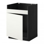 МЕТОД Нплн шкаф для одинарн мойки ДУМШЁ - под дерево черный, Хэггеби белый