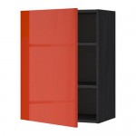 МЕТОД Шкаф навесной с полкой - под дерево черный, Ерста глянцевый оранжевый, 60x80 см МЕТОД Шкаф навесной с полкой - под дерево черный, Ерста глянцевый оранжевый, 60x80 см