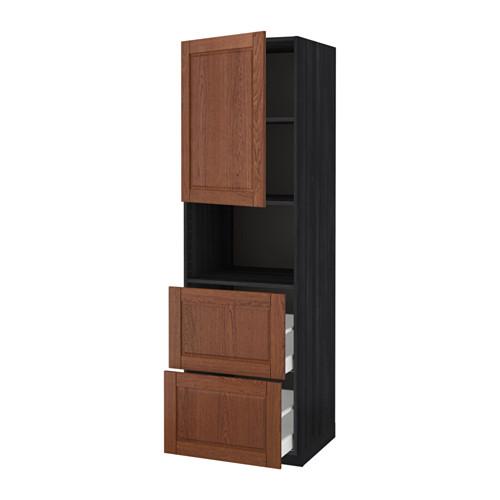 МЕТОД / МАКСИМЕРА Высокий шкаф д/СВЧ/дверца/2ящика - под дерево черный, Филипстад коричневый, 60x60x200 см МЕТОД / МАКСИМЕРА Высокий шкаф д/СВЧ/дверца/2ящика - под дерево черный, Филипстад коричневый, 60x60x200 см