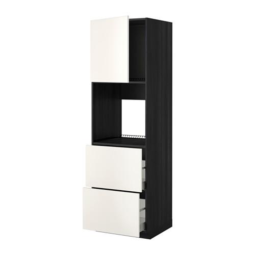 МЕТОД / МАКСИМЕРА Выс шк д/дхвк+двр/2фрнт/2выс ящ - под дерево черный, Веддинге белый, 60x60x200 см