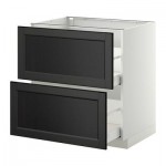 МЕТОД / МАКСИМЕРА Напольн шкаф 2фрнт/2выс ящ - 80x60 см, Лаксарби черно-коричневый, белый