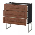 МЕТОД / ФОРВАРА Нплн шк 3 фрнт/3 средн ящика - 80x37x60 см, Филипстад коричневый, под дерево черный