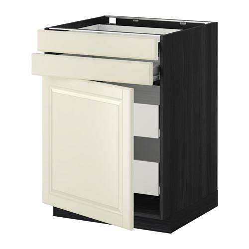 МЕТОД / ФОРВАРА Нплн шк двр/2фрнт/2нзк/2срд ящ - под дерево черный, Будбин белый с оттенком, 60x60 см МЕТОД / ФОРВАРА Нплн шк двр/2фрнт/2нзк/2срд ящ - под дерево черный, Будбин белый с оттенком, 60x60 см