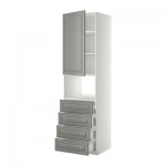 МЕТОД / ФОРВАРА Высок шкаф д/духовки/дверца/4ящика - 60x60x220 см, Будбин серый, белый