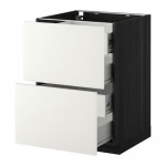 МЕТОД / ФОРВАРА Напольн шкаф 2 фронт пнл/4 средн ящ - под дерево черный, Хэггеби белый, 60x60 см