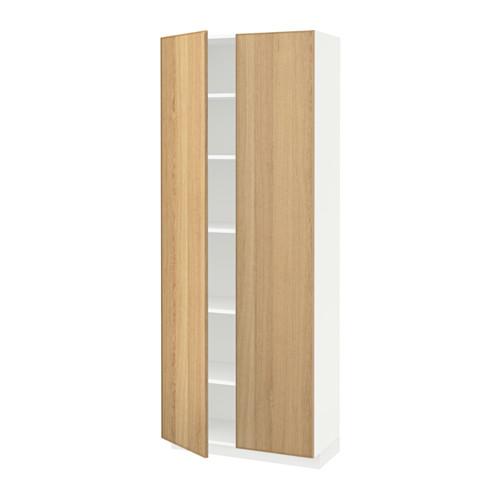 МЕТОД Высок шкаф с полками - белый, Экестад дуб, 80x37x200 см МЕТОД Высок шкаф с полками - белый, Экестад дуб, 80x37x200 см