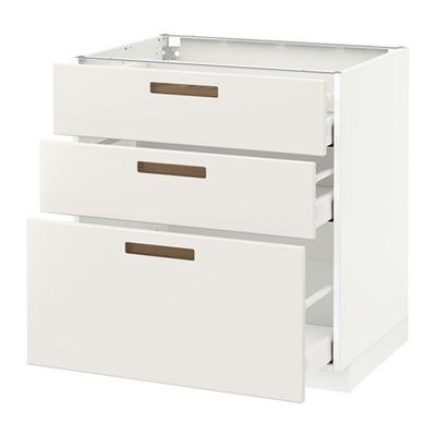 МЕТОД / МАКСИМЕРА Напольный шкаф с 3 ящиками - 80x60 см, Мэрста белый, белый МЕТОД / МАКСИМЕРА Напольный шкаф с 3 ящиками - 80x60 см, Мэрста белый, белый