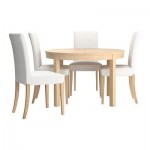 БЬЮРСТА/ХЕНРИКСДАЛЬ Стол и 4 стула - Гобо белый, береза, 115 см