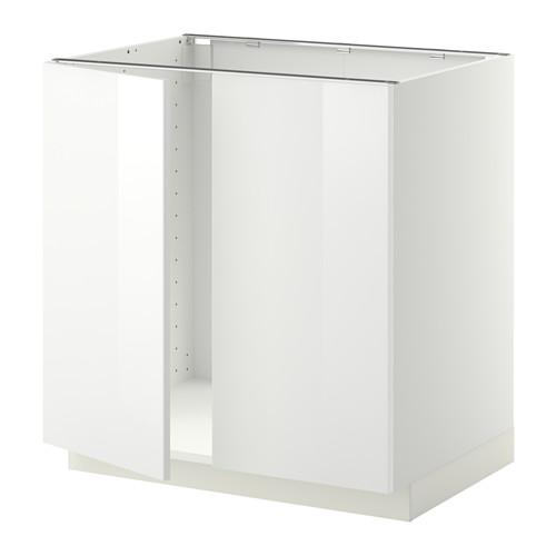 METOD напольн шкаф д раковины+2 двери белый/Рингульт белый 80x61.8x88 cm