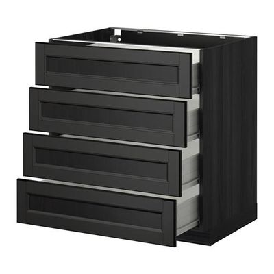 МЕТОД / ФОРВАРА Напольн шкаф 4 фронт панели/4 ящика - 80x60 см, Лаксарби черно-коричневый, под дерево черный МЕТОД / ФОРВАРА Напольн шкаф 4 фронт панели/4 ящика - 80x60 см, Лаксарби черно-коричневый, под дерево черный