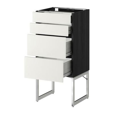 МЕТОД / ФОРВАРА Нплн шк 4 фронт/2 низк/2средн ящ - под дерево черный, Хэггеби белый, 40x37x60 см